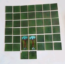 Job Lot Of 42 Antique Green Ceramic Tiles 40x3"x3", 2x6"x3"