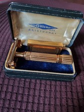 Vintage Gillette Aristocrat Gold Plated Safety Razor w/Blade Holder and Case