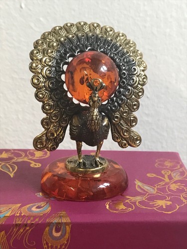 Vintage baltic amber brass - baltic, &