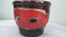 Mid Century West German Scheurich Keramik Planter Pot 887-12 Vintage Brown & Red