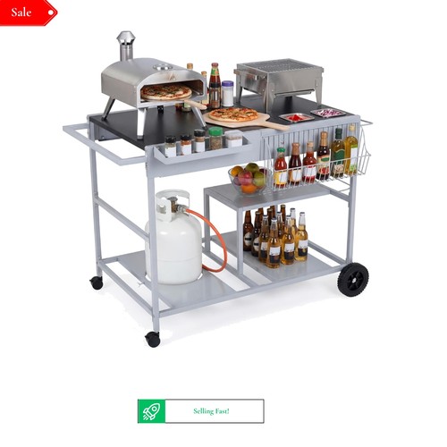 Outdoor pizza oven cart - oven,