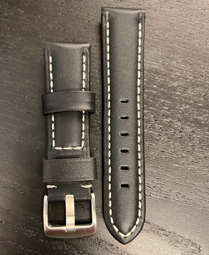 Black calf leather watch - black,