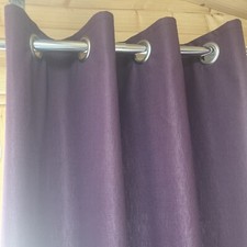 NEW Ready Made Eyelet Curtains W54” X D72” Plain Purple With 4x Cushion Covers