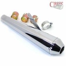 Universal 17" Chrome Reverse Cone Shorty Megaphone Motorbike Exhaust Silencer