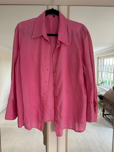 Jaeger pink linen blouse 18 - jaeger,