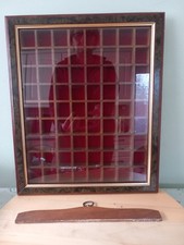 Vintage Wooden Thimble Display Case with Door Red Felt Lined Holds 72