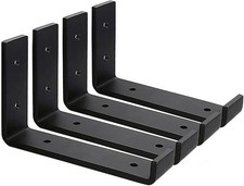 MLOQI 4 Pack Black 15cm Heavy Duty Shelf Brackets with Lip 5mm Steel L Shape