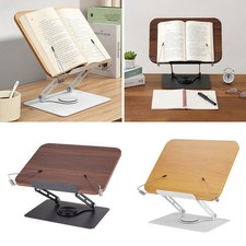 Library Open Book Display Adjustable 360 Rotating Wood Book Stand Holder Reading