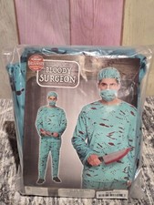 Horror Halloween Bloody Surgeon Scrubs Adult Fancy Dress Costume - One Size