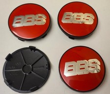 4x BBS Wheel Centre Cap Brand New Alloy Hub Center Caps 68mm Red Silver