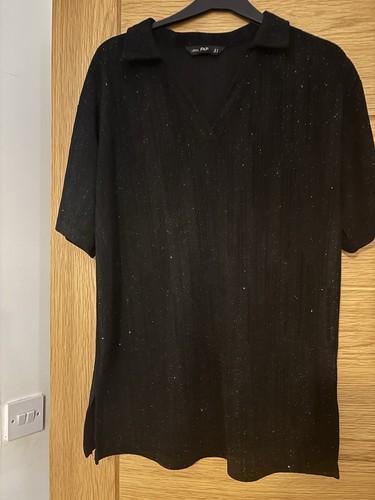 Tesco black sparkle v - black, neck