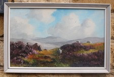 Vintage painting by Lewis Creighton 1918-1997 - Moorland landscape