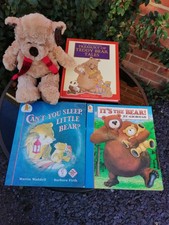 M&S  soft toy bear Baxter and a selection of 3 children's bear story books.