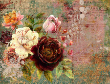 1 x A4 - Rice Paper Decoupage - Vintage, Victorian, Flowers, Distressed -2