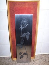 vintage 1970s retro framed metal etching for restoration