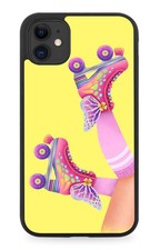 Pink Retro Roller Skates Rubber Phone Case Yello 80s Look Womens Girls BH54