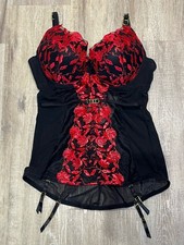 Ann Summers Cecile Red & Black Suspender Cami Large (16-18) F-H Cup FREE POST