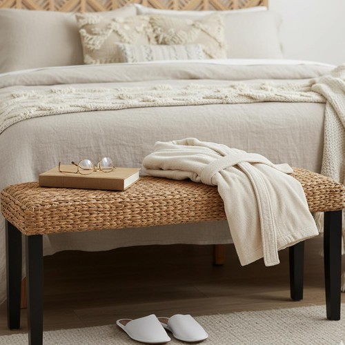 Solid wood acacia indoor bench - wood,