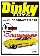 DINKY TOYS No.352 ED STRAKER`S CAR YELLOW NEW A5 POSTER ONLY.FLYER,ADVERT.