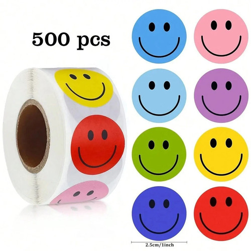 500pcs roll smiley face - 500pcs/roll,