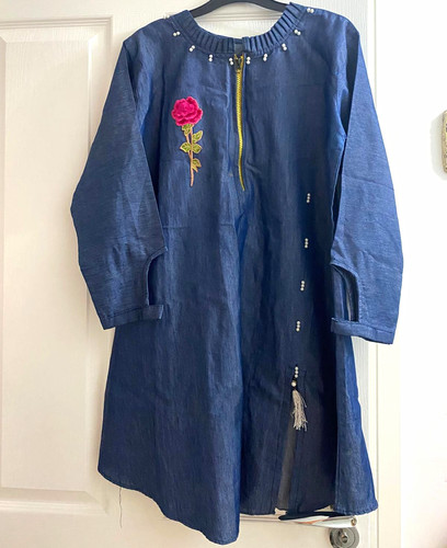 Womens blue cotton - cotton, kurta/kurti