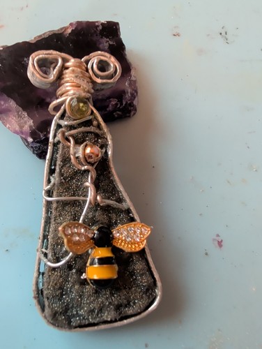 Shabby chic wire wrap pendant - chic,