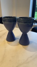 Pair of John O’Groats Pottery Wine Goblets / Challises In Satin Blue
