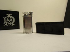 Dunhill Unique Lighter Hobnail Silver Plated with Dunhill Leather Pouch