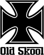 Maltese Cross Old Skool stickers for windows campervans van man cave 150mm