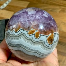 Crystal Dream Amethyst/Mex. Crazy Lace L  Sphere 579g Circ24.5cm Dia77mm BN