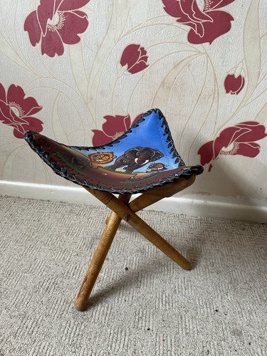 African leather stool - african,