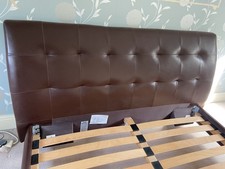 King Size Brown Faux Leather Bed Frame & Mattress