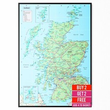 Scotland Map Poster Wall Art
