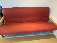 Futon sofa bed (double) with mattress and red cover