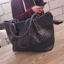 Womens Leather Solid Woven