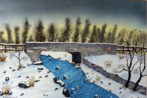 Original watercolour bridge - original,