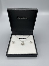 Vintage Hallmarked Sterling Silver & Clear Gemstone Necklace & Earrings Set