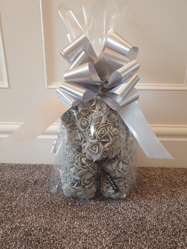 Grey rose bear gift artificial - rose,
