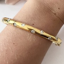 Diamonique QVC Gold On Sterling Silver Cubic Zirconia Bling Bangle Bracelet