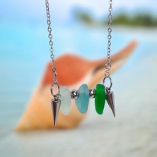 Sea Glass Bar Spiked necklace
