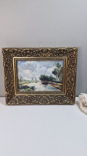 Vintage oil painting river - ,