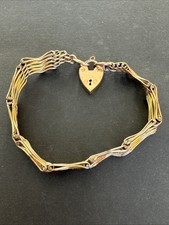 Vintage Yellow Metal Gate Bracelet With Padlock Closure