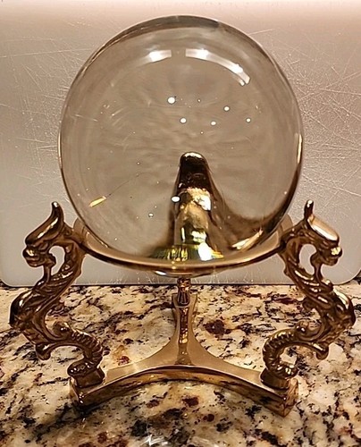 Crystal ball with 3 brass - 4",