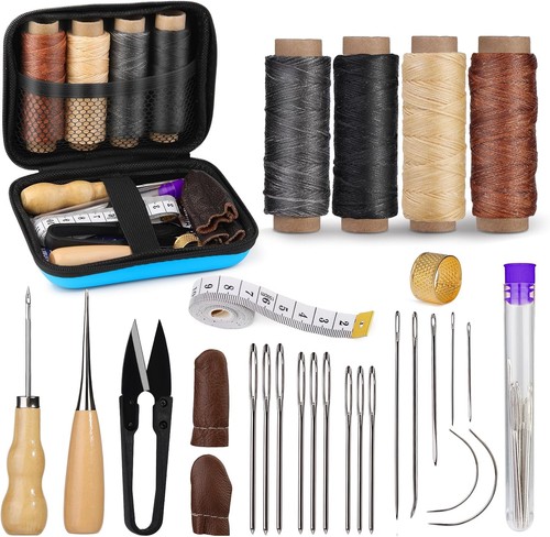 Leather sewing kit with - leather,