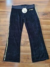 Brand New Golddigga Velour Track Trousers Pants Size 16 Stretchy Black Sequins
