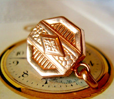 Pocket Watch Chain Fob 10ct Rose Gold Filled Victorian 1890s Antique Puffy Fob