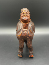 Vintage Black Forest Wood Carved Nutcracker Standing Man 8" Signed