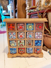 HAND PAINTED CERAMIC 16-DRAWER