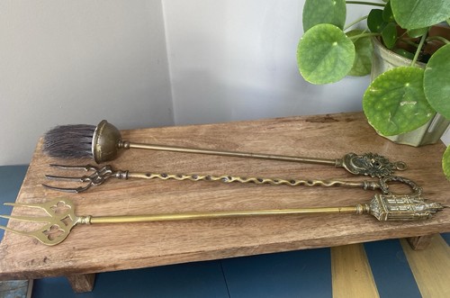 Brass fireplace companion - fireplace, set