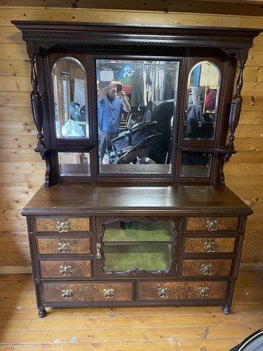 Edwardian walnut mirror back - walnut,